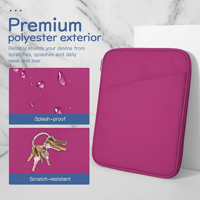 Dadanism 9-11" Tablet Sleeve Bag Carrying Case for iPad (A16) 11th Gen 11", iPad 10th Gen 10.9" Air 5/4, iPad Air M4/Pro 11", iPad 9/8/7th, Galaxy Tab A11+ Plus 11", Remarkable 2 10.3", Fuchsia