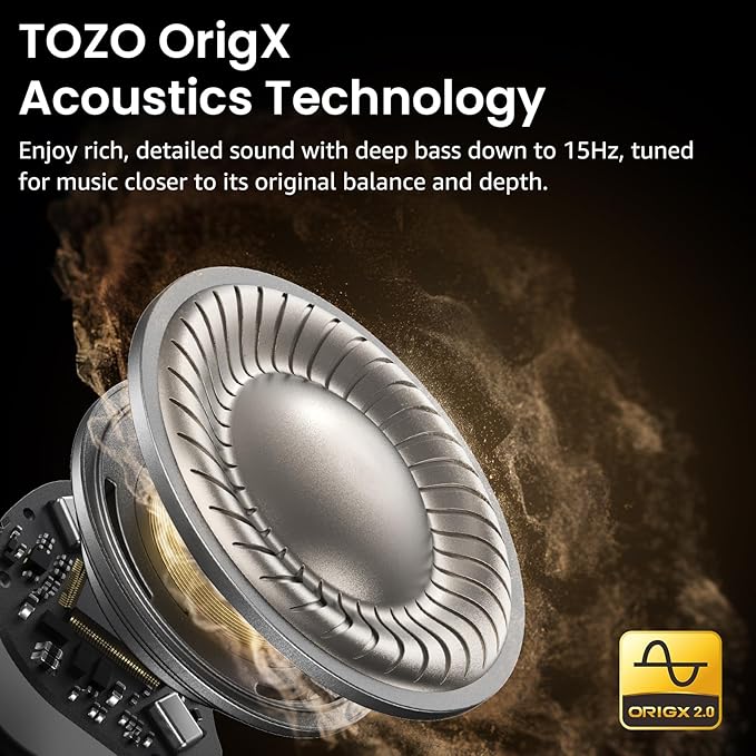 TOZO NC9 Hybrid Noise Cancelling Wireless Earbuds, Bluetooth 5.3 Ear Buds, 6 Mic ENC, IPX8 Waterproof, 60H Playtime, App EQ