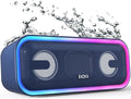 DOSS SoundBox Pro+ Bluetooth Speaker, Immersive 24W Stereo Sound with Booming Bass, IPX6 Waterproof, 15H Playtime, Mixed Colors Lights, Wireless for Backyard, Hiking, Garage, Party-Blue
