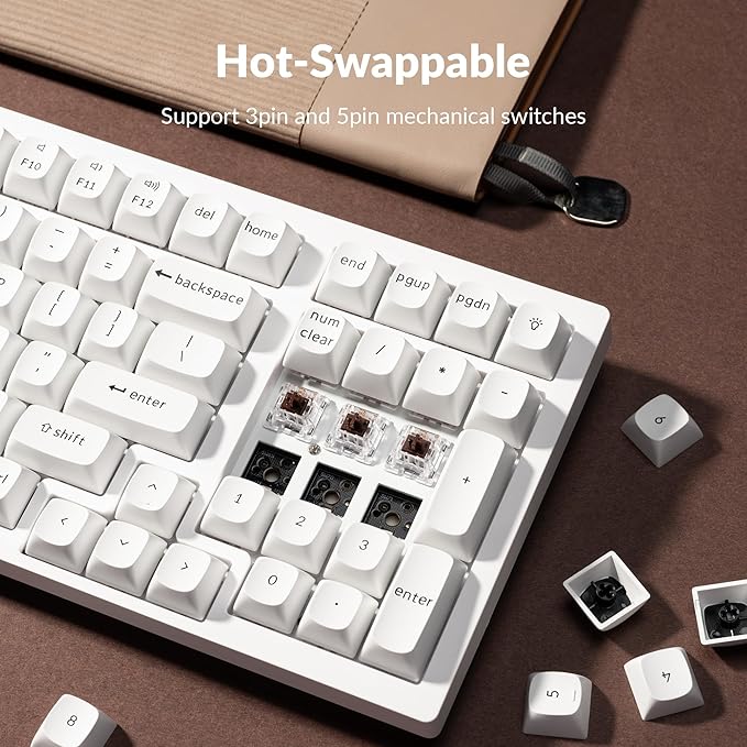 Keychron K4 Pro QMK/VIA Custom Wireless Mechanical Keyboard, Programmable Hot-swappable 100 Keys, RGB Backlight Wired Gaming Keyboard with K Pro Brown Switches for Mac/Windows/Linux - White
