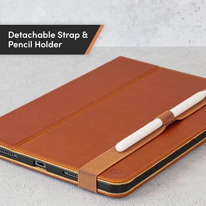 Casemade Real Leather Case Compatible with iPad Air 11-inch M4/M3/M2 (2026/2025/2024), iPad Air 5th/4th Generation 10.9'' - Full-Grain Leather Cover, Auto Sleep/Wake, Dual Stand Position (Tan)