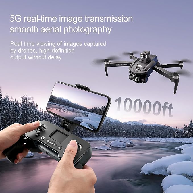 V168 4K UHD Drone with GPS Return, 90° Adjustable Camera, 5G HD Transmission, 30 Min Flight, 3000M Range, Obstacle Avoidance, Brushless Motor, Follow Me & Waypoint Fly (Black)