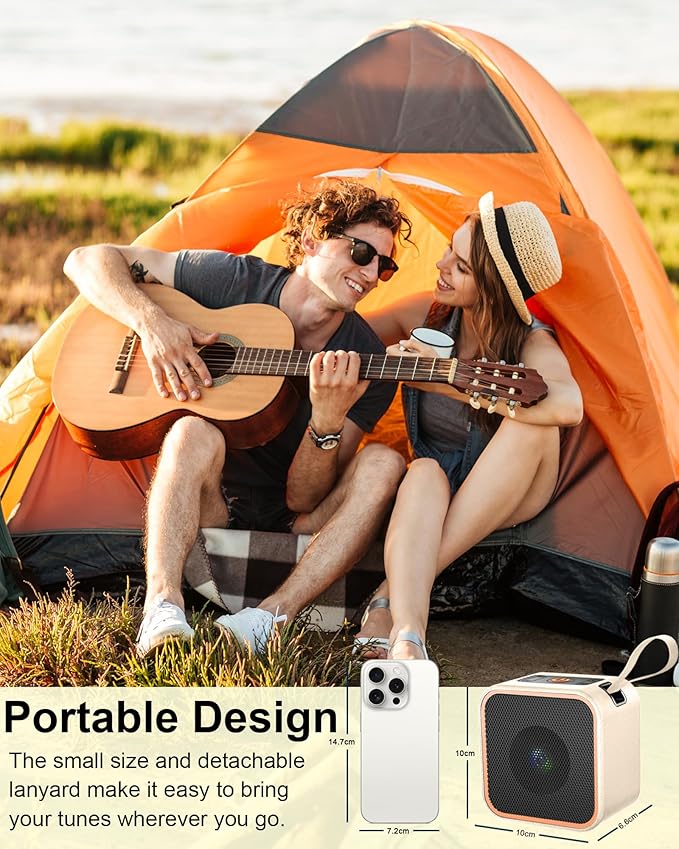 Portable Bluetooth Speaker, Wireless Speakers with LED Lights Built-in Mic Bluetooth 5.3, Portable Wireless Up to 10H Playtime, 8W Loud Sound Punchy Bass Small Speaker for Home/Party