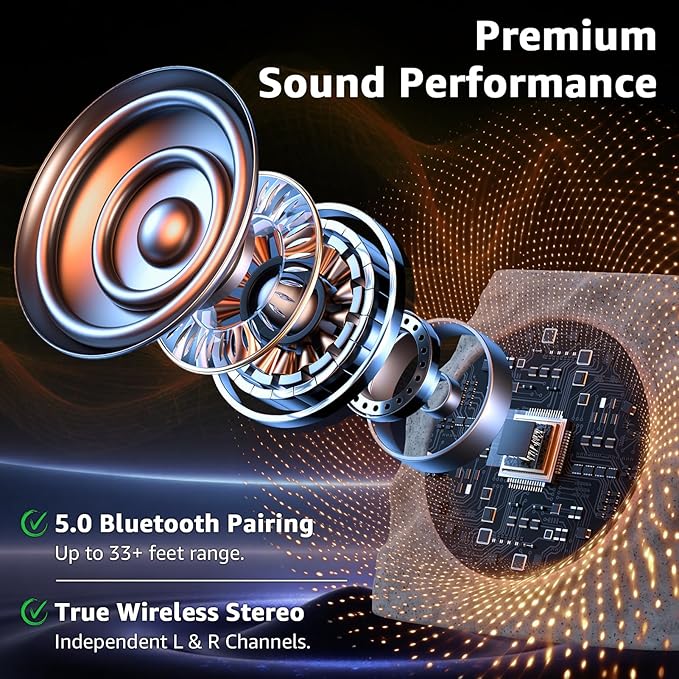 uuffoo 2-Pack Rock Speakers Outdoor Waterproof with RGB Color Lights Multi-Sync Up to 100 Speakers,Auto-Pairing,Solar-Powered and USB Charging for Patio Pool Party Yard Garden Outside