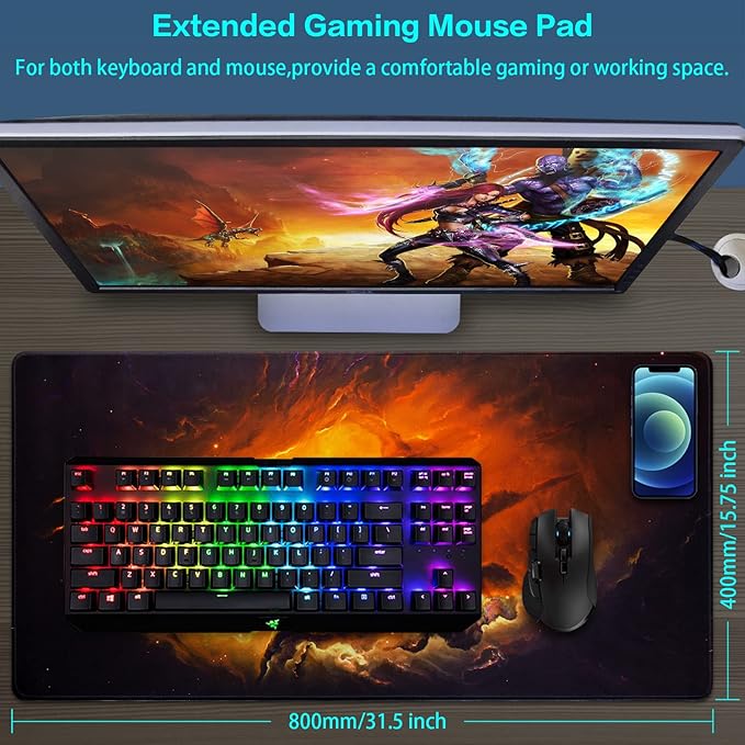 Canjoy Gaming Mouse Pad, Large Extended Mouse Pad Big Computer Mousepad for Home Office Gaming Work 31.5x15.7inch