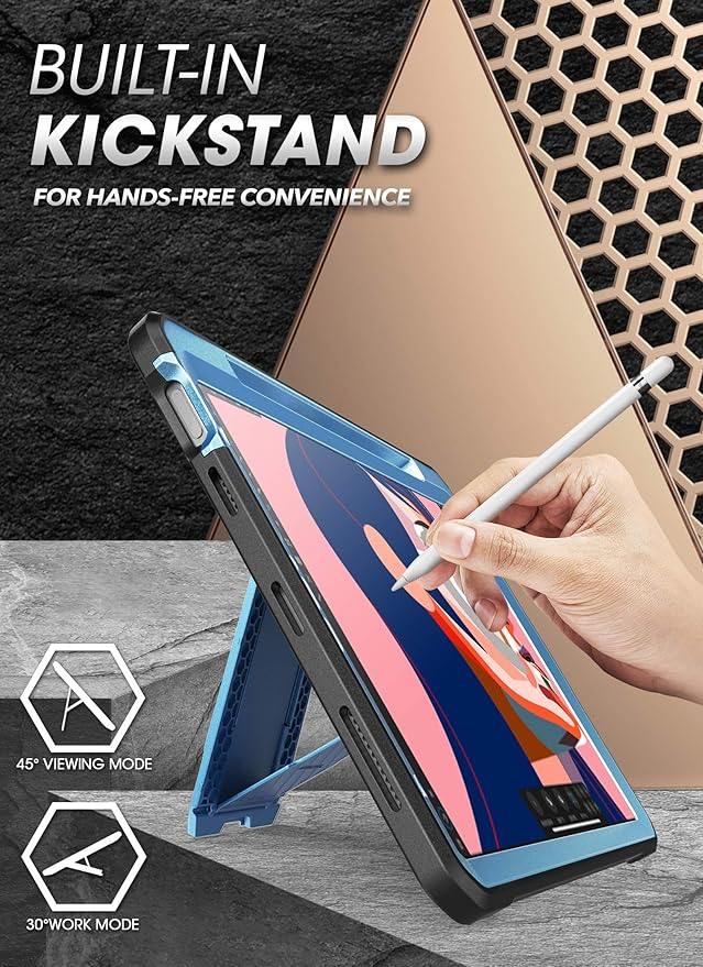 SUPCASE Unicorn Beetle Pro Series Case Designed for iPad Air 4 (2020) 10.9 Inch, with Pencil Holder & Built-in Screen Protector Full-Body Rugged Heavy Duty Case (Slate Blue)