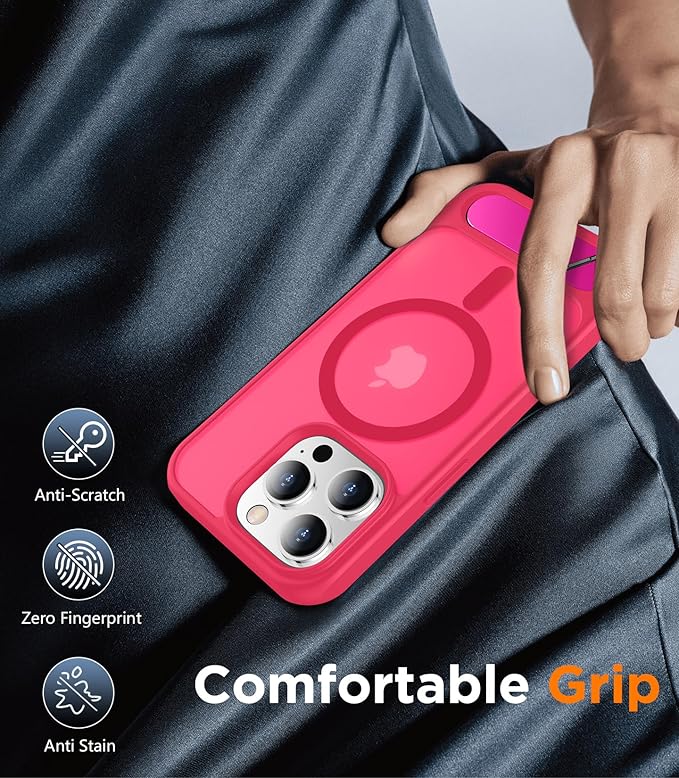 Magnetic Compatible with iPhone 14 Pro Max Case, [Built-in Invisible Kickstand][Compatible with MagSafe] [Military Grade Shockproof] Slim Translucent Matte Phone Case for iPhone 14 Pro Max 6.7"