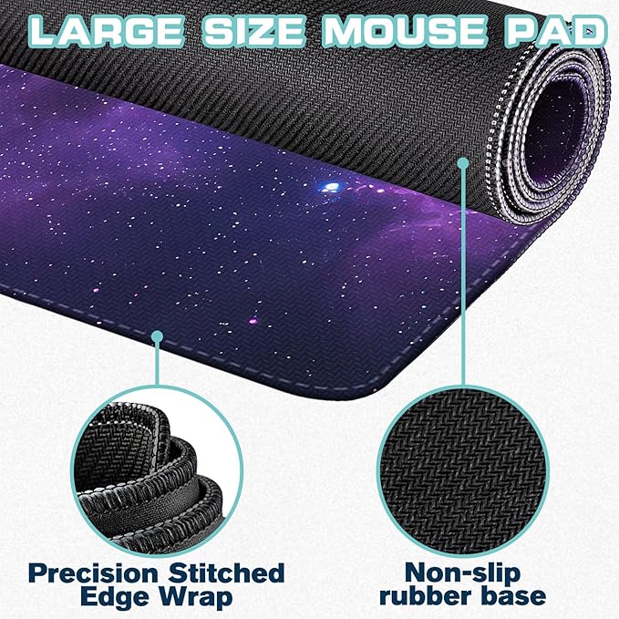Mouse Pad Gaming - Desk Mat for Keyboard and Mouse - Large Mouse Pads for Desk, Galaxy Space Gaming Mousepad with Non-Slip Base, Desks Pad (31.5" X 11.8") for Game, Office and Home