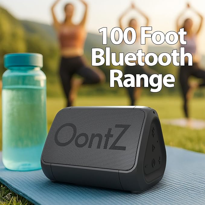 OontZ Angle Solo Portable Bluetooth Speaker - Ultra Portable, 14 Hours of Playtime, 100ft Wireless Range, Waterproof, Budget-Friendly Speaker for Travel, Outdoor or Home, Great Gift (Black)