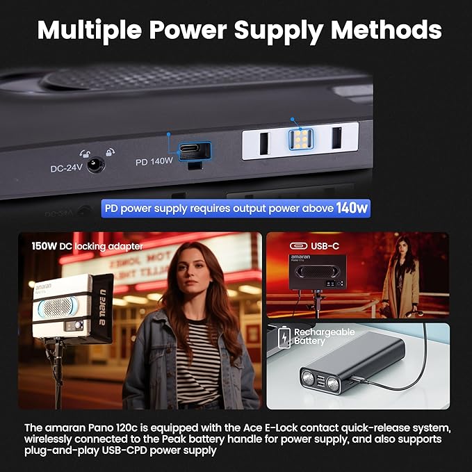 Amaran Pano 120c Kit Led Video Panel Light 120W RGBWW Full Color Lights,CCT 2,300K-10,000K,12 Lighting Efects,App Control,Support USB-C PD,with Softboxes and Carrying Case (Charcoal)