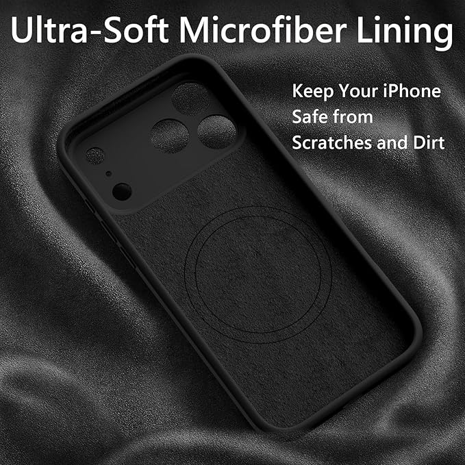 FireNova Magnetic for iPhone 17 Pro Case, Compatible with MagSafe, [Integrated Silicone Camera Control Button] [Camera Protection] Anti-Scratch Microfiber Lining Phone Case, 6.3", Black