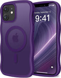 CAPRARO Cute for iPhone 12 Case & iPhone 12 Pro Case, Compatible with MagSafe, [Curly Wave Edge] [Camera Protection] [14 FT Drop Protection] Magnetic for iPhone 12/12 Pro, Deep Purple