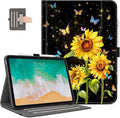 for iPad (A16) 11Th/10Th Generation Case 2025/2022, for iPad Case 11Th/10Th Generation, 10Th/11Th Gen iPadCase Cover Pencil Holder/Hand Strap/Pocket/Adjustable Stand, Butterfly Sunflower