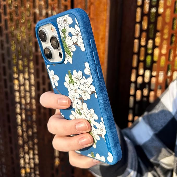 Smartish® iPhone 15 Pro Magnetic Case - Gripmunk Compatible with MagSafe [Lightweight + Protective] Slim/Thin Grip Cover with Microfiber Lining for Apple iPhone 15 Pro - Very Cherry Blossom