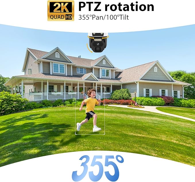 4G LTE Cellular Solar Powered Security Camera Wireless Outdoor, No WiFi Dual Lens Camera, 360 Live View, 2K Color Night Vision, AI PIR Motion Sensor, 2-Way Audio, Built in SIM Card