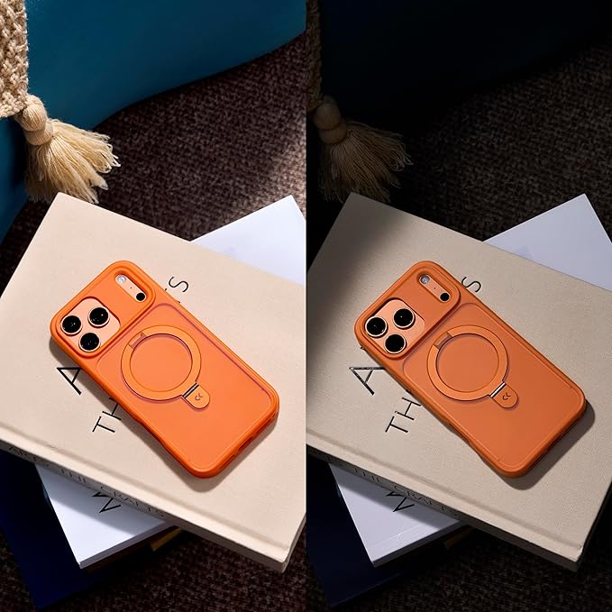 CASEKOO Ultra-Magnetic Stand for iPhone 17 Pro Max Case [Military Drop Protection] [Compatible with MagSafe] Shockproof Translucent Matte Slim Ring for iPhone 17 Pro Max Phone Case 6.9", Orange