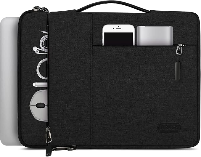 Laptop Sleeve Case 15-15.6 Inch Waterproof Business Computer Carrying Case Portable Handle Briefcase Bag Compatible with 15.6 Inch MacBook Air/Pro 15-15.6 Inch HP Samsung Notebook Black
