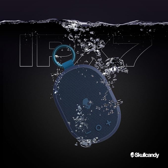Skullcandy Kilo Wireless Bluetooth Speaker - IPX7 Waterproof Mini Bluetooth Speaker with 24 Hour Battery, Downward Firing Passive Radiator, and True Wireless Pairing - Perfect for Outdoor (Grey)