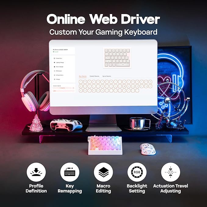 MechLands AJAZZ AK029 One Handed Gaming Keyboard, 8Khz Polling, 29 Keys Rapid Fast Wired Keyboard, SOCD & DKS, Magnetic Switch, Adjustable Actuation, RGB Backlits, Aluminum Plate (White Transparent)