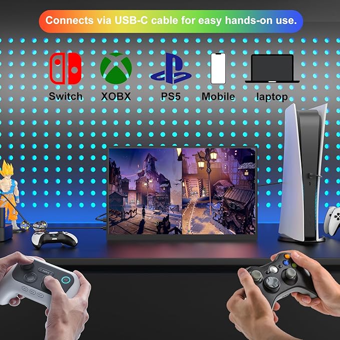 Topmonitor Small Portable Monitor 10.5" 500 Nits 2000:1 FHD 1280P IPS Screen, Ultra-Slim Mini Monitor w/Kickstand & Dual Speaker, USB C HDMI HDR Portable Gaming Monitor, Travel Monitors for Laptop PCs