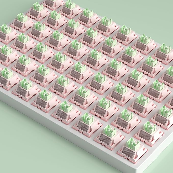 Zjmehty Outemu(Gaote) White Peach Silent Switches,40gf pre-Lubricated,dust-Proof Linear switches,Compatible with MX Mechanical Keyboards(36PCS)