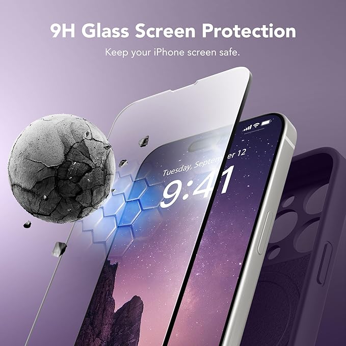 Magnetic for iPhone 15 Pro Max Case, Compatible with MagSafe, [Full Camera Protection][Screen Protector] Silicone Shockproof Protective Phone Case for iPhone 15 Pro Max 6.7", Deep Purple