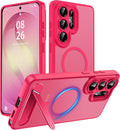 Magnetic for Samsung Galaxy S26 Ultra Case, [Compatible with MagSafe][Full Camera Protection][Built-in Invisible Kickstand] Translucent Matte Phone Case for S26 Ultra 6.9" - Hot Pink