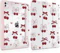 Case for iPad Pro 11 inch (M5) 2025 (M4) 2024 Release with Pencil Holder - Aesthetic Cute Preppy Design Trifold Cover with Soft TPU Bumper Clear Back Auto Sleep/Wake for Girls Women, Cherry