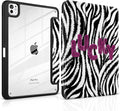 TWOLSKOO Case for iPad Pro 11-inch (M5 2025 / M4 2024), Clear Acrylic Back with TPU Bumper, Pencil Holder, Trifold Stand, Auto Sleep/Wake, Zebra Stripes