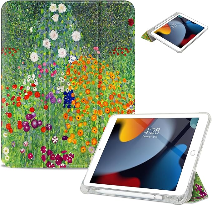 Vimorco for iPad 9th/8th/7th Generation Case 10.2 Inch,for iPad Pro 10.5 Inch Case Pencil Holder/2 Viewing Stands/Typing Stand/Slim for iPad Pro 10.5 Cover/iPad Air 3rd Generation Cover,Flower Garden
