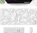 Topographic Map Large Mouse Pad, Black and White Desk Pad for Keyboard and Mouse, 35.5" X 15.75" Computer Gaming Mouse Mat 3mm Thick XXL Rubber Mousepad for Laptop Gamer, White Lines Contour