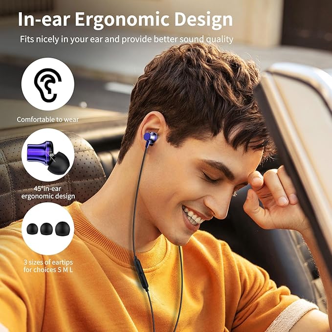 COOYA USB C Headphone Type C Wired Earbuds Bass Stereo Magnetic for iPhone 17 16 Pro Max 15 Plus iPad 11 Pixel 9 8 Noise Canceling in-Ear Earphone+Mic for Samsung S26 S25 Ultra S24 A16 for OnePlus 13