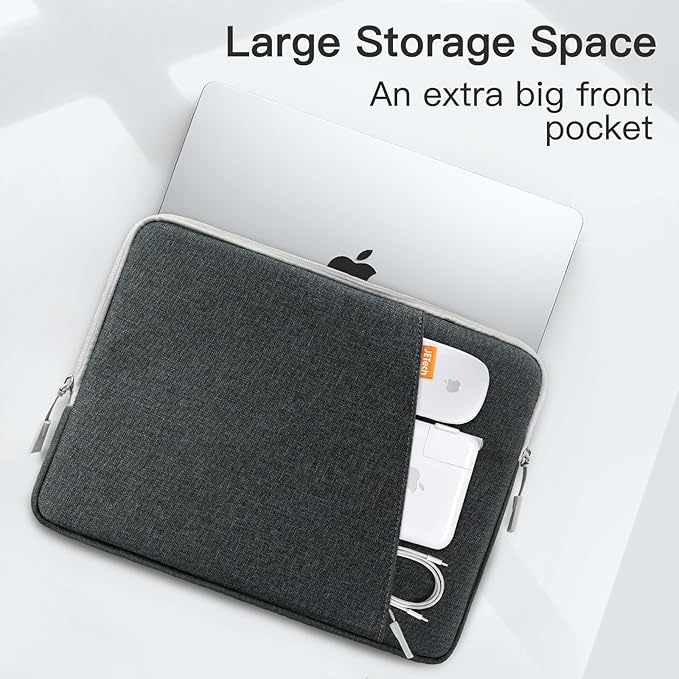 JETech Laptop Sleeve for 13-14Inch MacBook Neo (A18 Pro), MacBook Air/Pro (M1-M5) 2020-2026, 13-13.6 Inch Notebook, Waterproof Shock Resistant Bag Case with Accessory Pocket (Dark Grey)