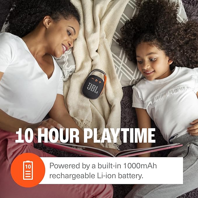 JBL Clip 4 - Portable Mini Bluetooth Speaker, big audio and punchy bass, integrated carabiner, IP67 waterproof and dustproof, 10 hours of playtime, speaker for home, outdoor and travel (Squad)