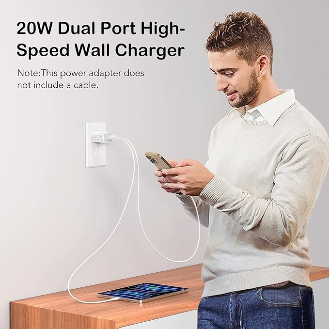 [2Pack] 40W USB C Charger Block, Fast Charge Cube Powered Multi-Port Wall Plug Power Adapter Type C Brick for iPhone 17/16/16 Pro Max/15/15 Pro Max/14/14 Pro Max/13/12/iPad, Motorola, LG,PS5, Huawei