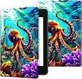for Kindle Scribe 10.2 Inch 2022/2024 Released Tablet Case, Slim Kickstand Stand Leather Smart Cover with Auto Wake/Sleep, Underwater Octopus