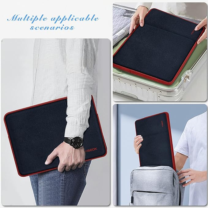 Hseok Laptop Sleeve 15.6 16 inch Case Compatible with MacBook Neo 16, MacBook Pro 16" M5/M4/M3/M2/M1, MacBook Air Pro 15", XPS 16, Most 15" 15.6" 16" Notebooks,Black&Red
