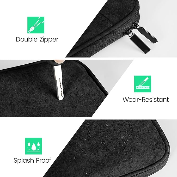 DTTO 9-11 Inch Tablet Sleeve Bag for iPad A16 11-in/Air 11-in M3 M2, iPad 10th Gen 10.9", iPad 9/8/7th Gen 10.2", iPad Air 5/4th Gen 10.9", iPad Pro 11, Galaxy Tab A9+, Waterproof Travel Bag, Black