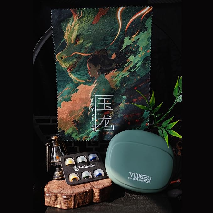 TANGZU Wan'er S.G II Emerald Dragon in Ear Monitor, Gaming IEM Earphones, HiFi Wired Earphones with 10mm PET Diaphragm Dynamic Driver, Flat 0.78mm 2-pin Tangle-Free Detachable Cable (Type C with Mic)