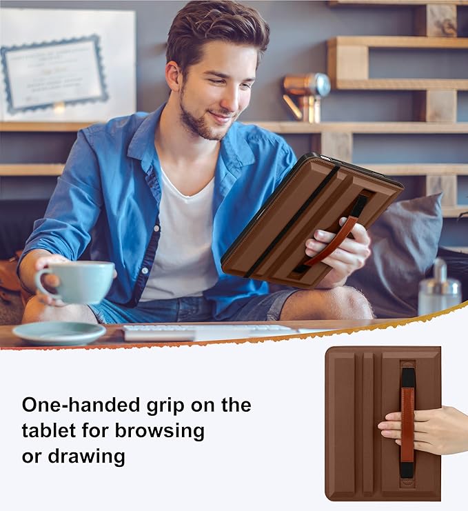 DTTO for iPad Air 11 inch Case M4 / M3 / M2 (2026/2025/2024), iPad Air 5th / 4th Gen (2022/2020), 360 Degree Rotating Premium Leather Folio Stand Cover with Pencil Holder, New Dark Brown
