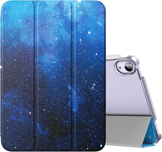 MoKo for iPad mini 7 (A17 Pro) Generation Case 2024, iPad mini 6 Case 2021, 8.3-inch Slim Lightweight Protective Hard Back PC Shell Stand Cover Support Touch ID, Auto Wake/Sleep, Blue Sky Star