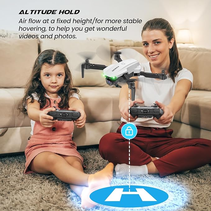 SIMREX Drone With Camera for Kids Beginner & Adults – Foldable RC Quadcopter with Altitude Hold, Optical Flow Positioning , Indoor Mini Drone with One Key Start, Headless Mode, 3D Flip, Gift for Boys & Girls & Teenagers