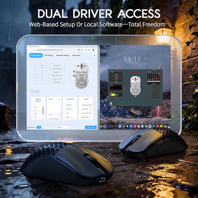 ATTACK SHARK M2 Wireless Gaming Mouse,41g Ultra-Lightweight Carbon Fiber,40,000 DPI,PAW3395PRO Sensor,Wired/BT/2.4GHz Wireless Programmable Mice Griptape for PC/Mac(Black)