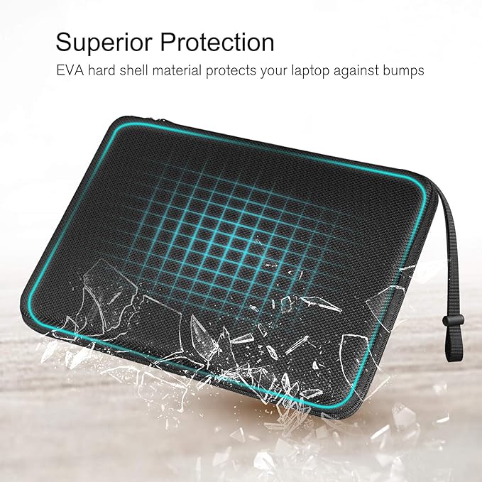 FINPAC Hard Laptop Sleeve with Accessory Pouch Compatible with 13 inch MacBook M5/M4/M3/M2 (2026-2022), MacBook Neo (A18 Pro), 14 inch MacBook Pro M5/M4/M3/M2, Surface Laptop Waterproof Case, Black