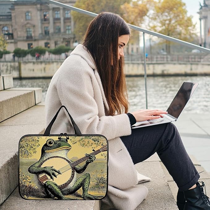 Universal Tablet Laptop Sleeve Case 10 inch, Music Frog Slim Carrying Case Travel Laptop Bag Durable Handbag for 7 to 10-inch Laptops/Notebook/Kids Tablet/ipad/eBook Readers