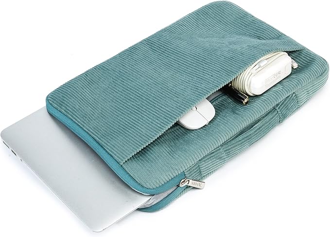 Kinmac Corduroy 360° Protective Water Resistant Laptop Case Bag Sleeve for MacBook Pro 14 inch and 14 inch HP Lenovo Dell ASUS Acer Laptop(Green)