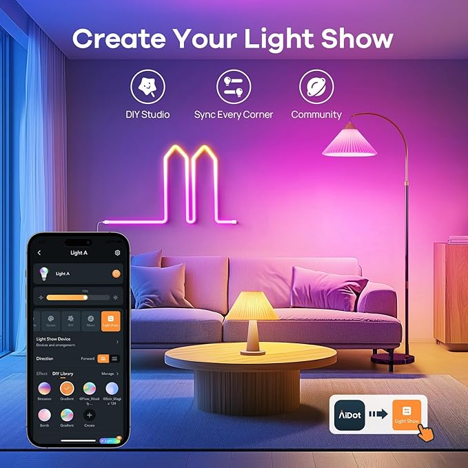 OREiN Matter Smart Light Bulb, Smart Light Bulbs Work with Apple Home, Alexa, Google Home, SmartThings, A19 Color Changing Light Bulbs 2.4Ghz WiFi, 800 Lumens Equivalent 60W 4Pack (Pack of 2)