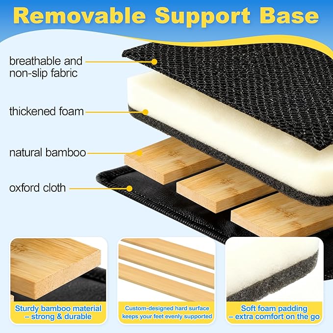 Airplane Foot Hammock for Plane Travel, Detachable Bamboo Airplane Foot Rest for Long Flight, Desk Foot Hammock Travel Essentials with Extended Adjustable Strap to Relax Your Feet - 2 Pack