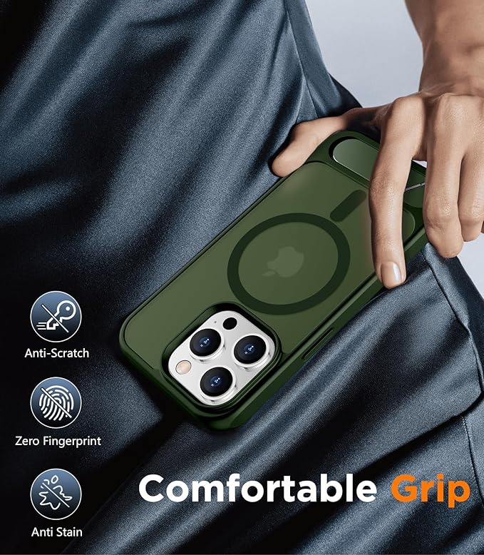 Magnetic Compatible with iPhone 13 Pro Max Case, [Built-in Invisible Kickstand][Compatible with MagSafe][Military Grade Shockproof] Slim Translucent Matte Phone Case for iPhone 13 Pro Max 6.7"