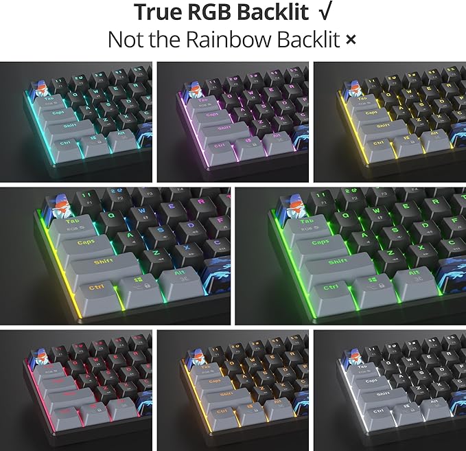 Protable 60% Percent Gaming Keyboard Mechanical, Mini Compact RGB Backlit 61 Keys Wired Office Keyboard with Red Switch for Mac/Win (Dark/red Switch)